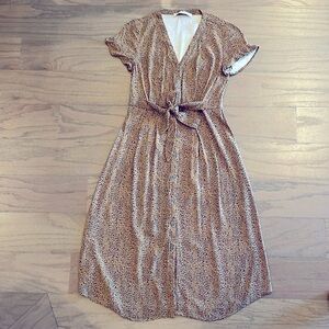 LOFT Petite Animal Print Midi Dress - Size 0P